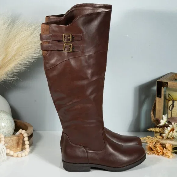 New Journee Collection Womens WC - Tori Chestnut Riding Boots Size 7.5 - Picture 4 of 7